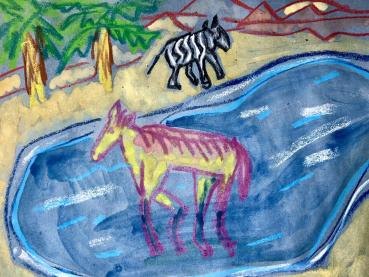 timeless meetings at the watering hole, 2025, by maansi jain