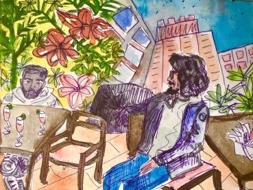 feminine sports lovers share a beverage, 2024, by maansi jain