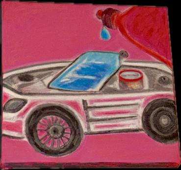Drinking distilled water for the car for the machine in me, 2023, by maansi jain